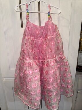 Lola + The Boys Pink Floral Tiered Dress with Beaded Straps